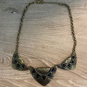 Brassy statement necklace.